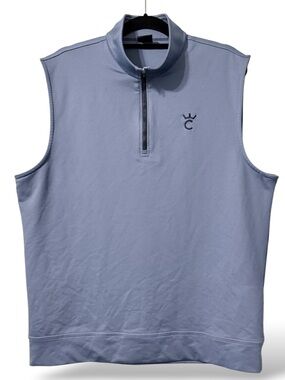Dunning Golf Vest Mens L Blue 1/4 Zip Performance Stretch Lightweight